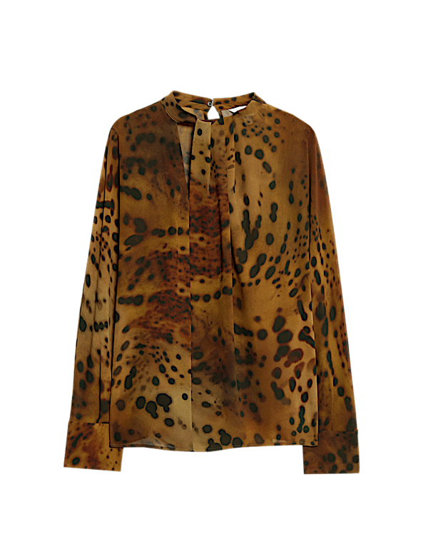 Animal Print Draped Blouse