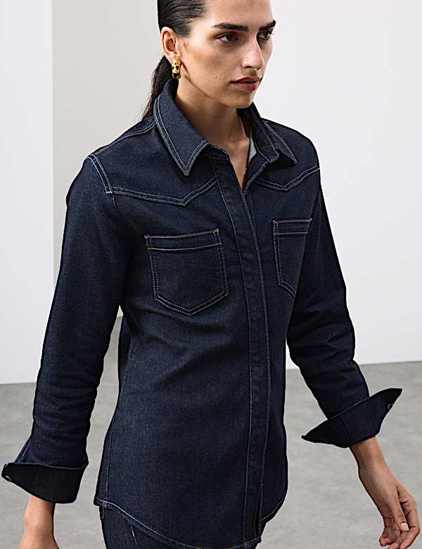 Cotton Rich Denim Fitted Shirt - AU
