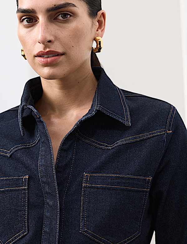 Cotton Rich Denim Fitted Shirt - AU