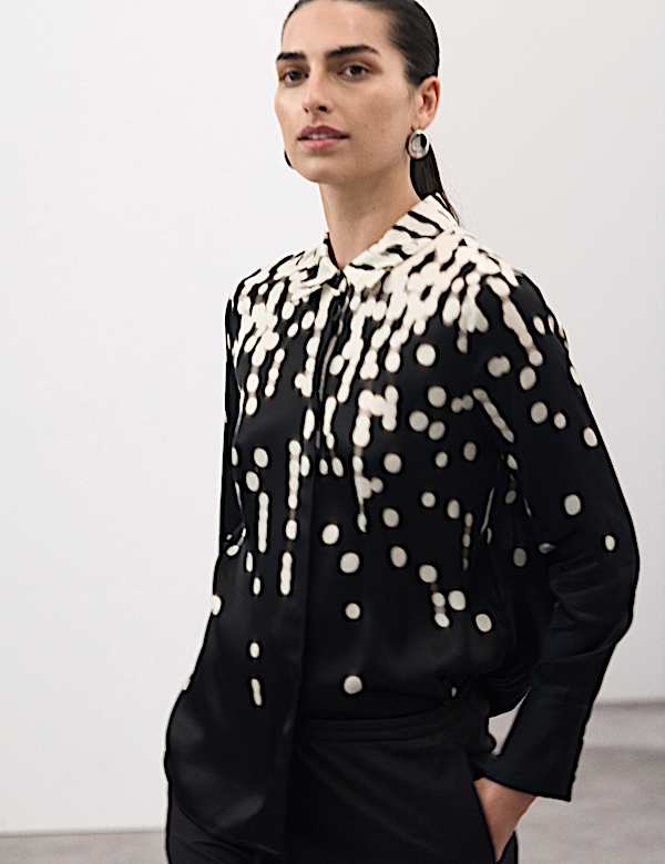 Cupro Rich Spot Print Relaxed Shirt