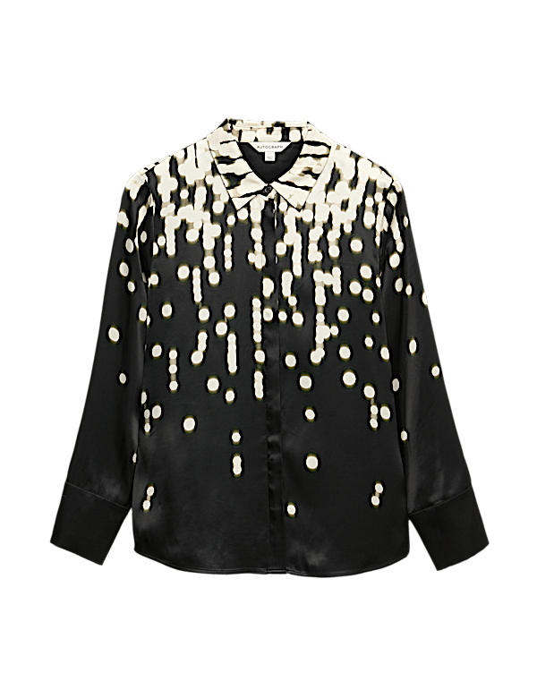 Cupro Rich Spot Print Relaxed Shirt