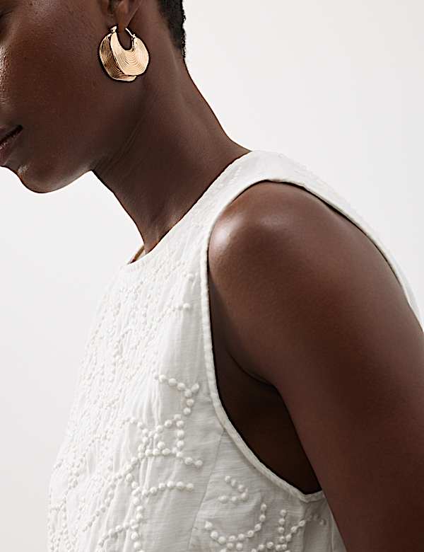 Viscose Rich Embroidered Shell Top - KR