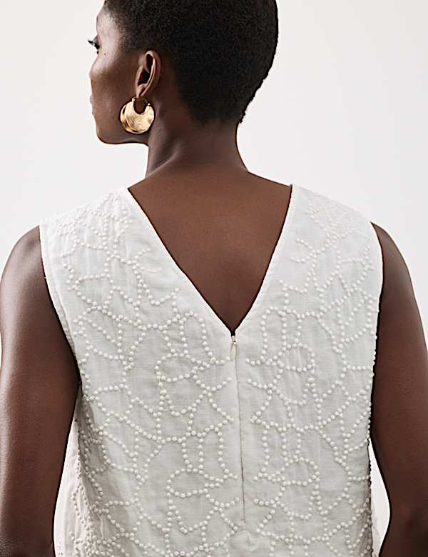 Viscose Rich Embroidered Shell Top - KR