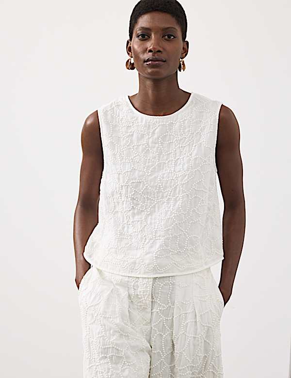 Viscose Rich Embroidered Shell Top - KR