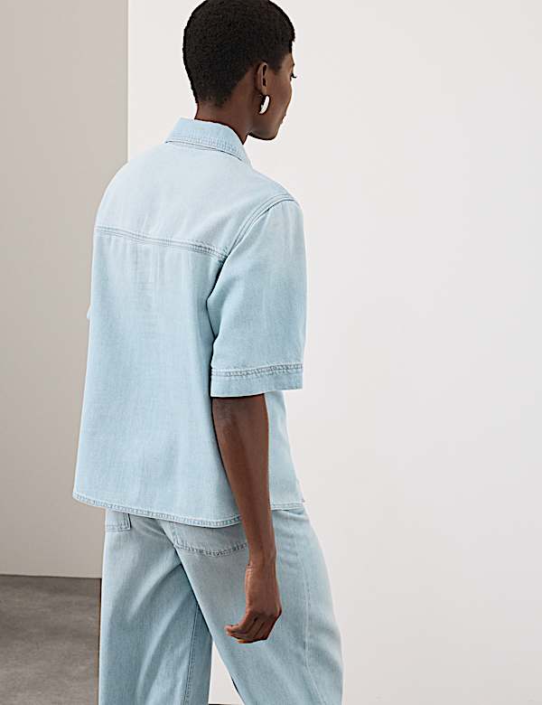 Denim Collared Relaxed Shirt - EE