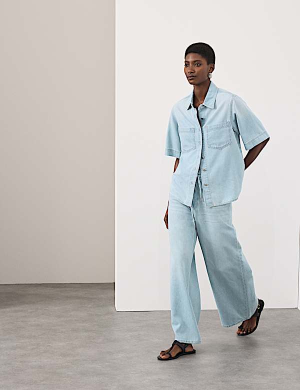 Denim Collared Relaxed Shirt - EE