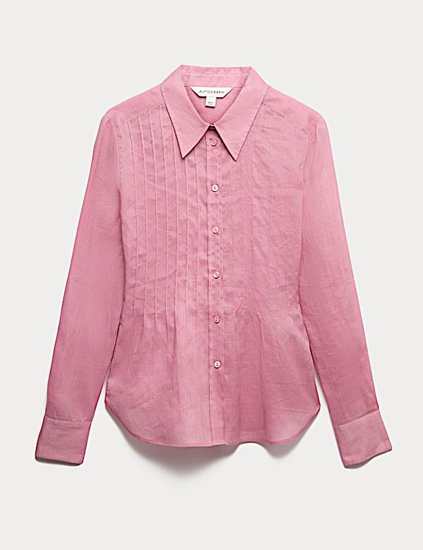 Pure Ramie Pintuck Waisted Shirt - CA