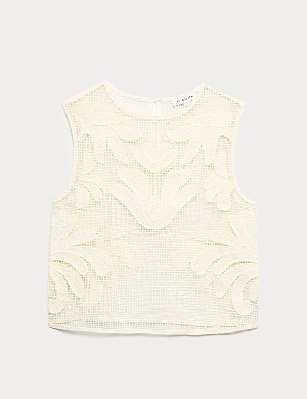 Top 100 % coton brod&eacute; de fleurs - CH
