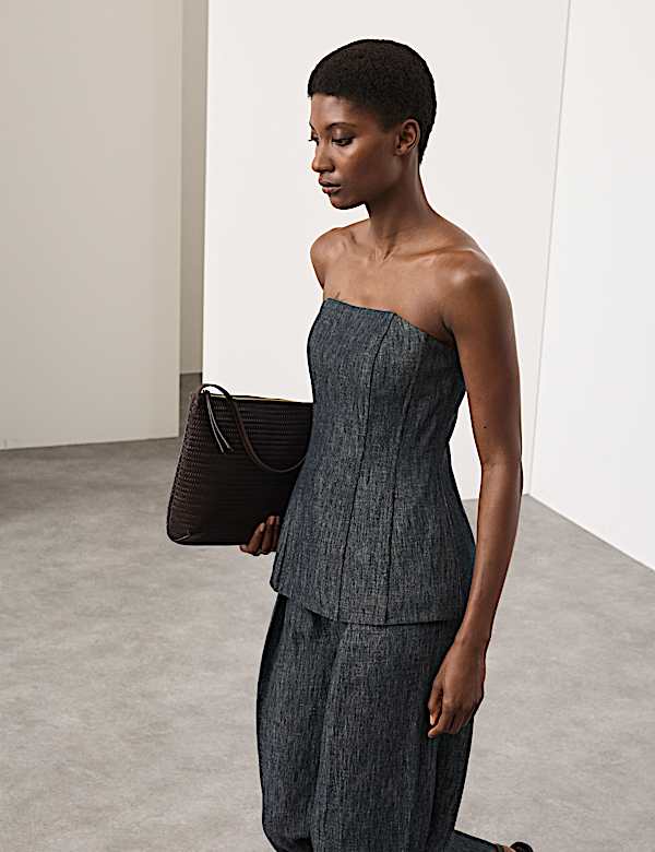 Linen Rich Fitted Bandeau Top - NO