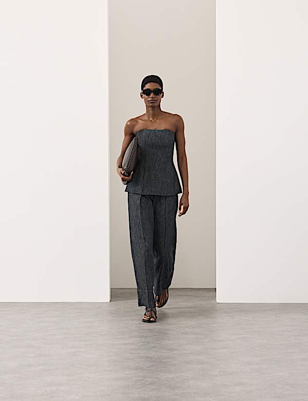 Linen Rich Fitted Bandeau Top - NO