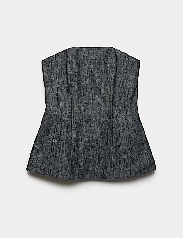 Linen Rich Fitted Bandeau Top - NO