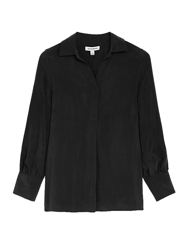 Collared Relaxed Longline Popover Blouse