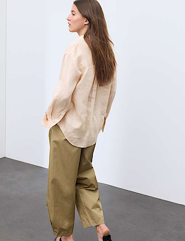 Chemise &agrave; rayures en lin avec soie - LU