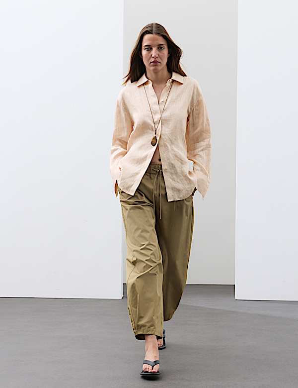Chemise &agrave; rayures en lin avec soie - LU