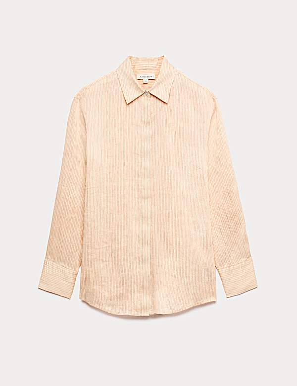 Chemise &agrave; rayures en lin avec soie - LU