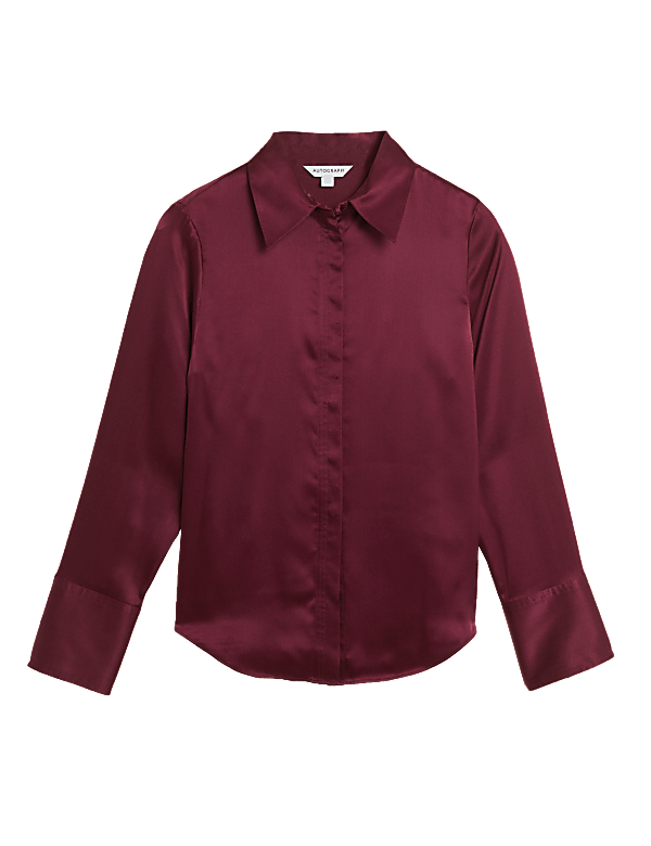 Pure Silk Collared Long Sleeve Shirt