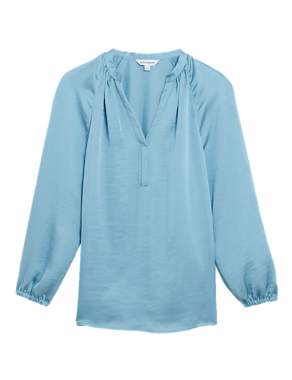 V-Neck Long Sleeve Popover Blouse