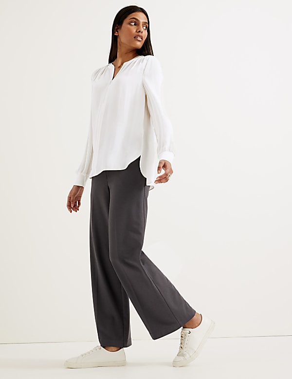 Zip Detail Long Sleeve Blouse