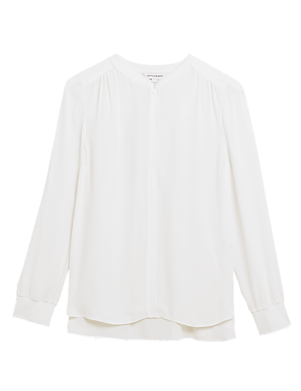 Zip Detail Long Sleeve Blouse