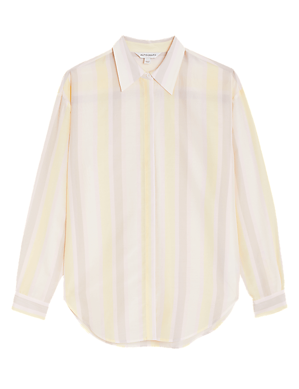 Silk Blend Striped Long Sleeve Shirt