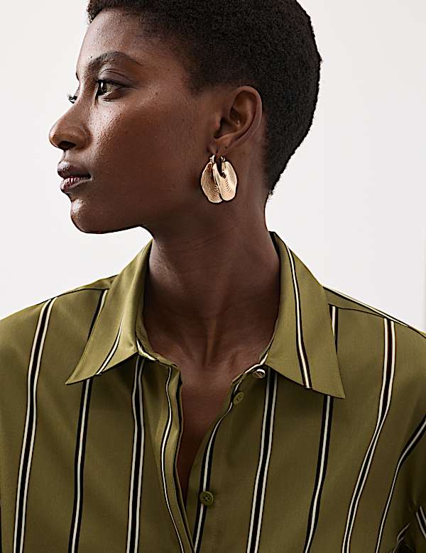 Pure Cotton Striped Cropped Shirt - US