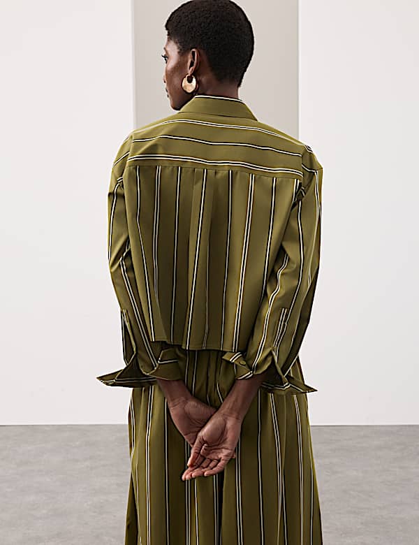 Pure Cotton Striped Cropped Shirt - US