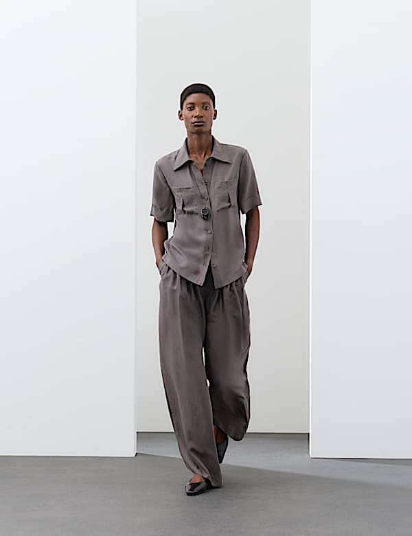 Pure Silk Collared Utility Shirt - AL