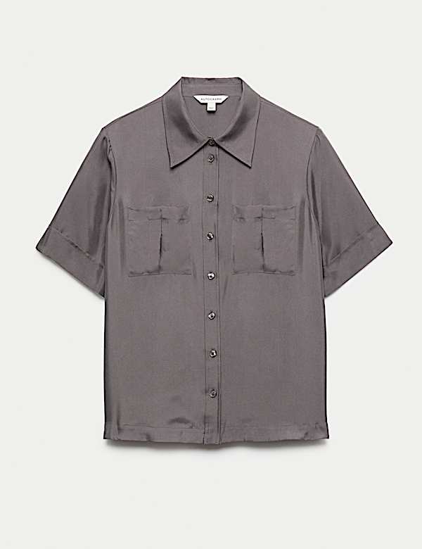 Pure Silk Collared Utility Shirt - AL