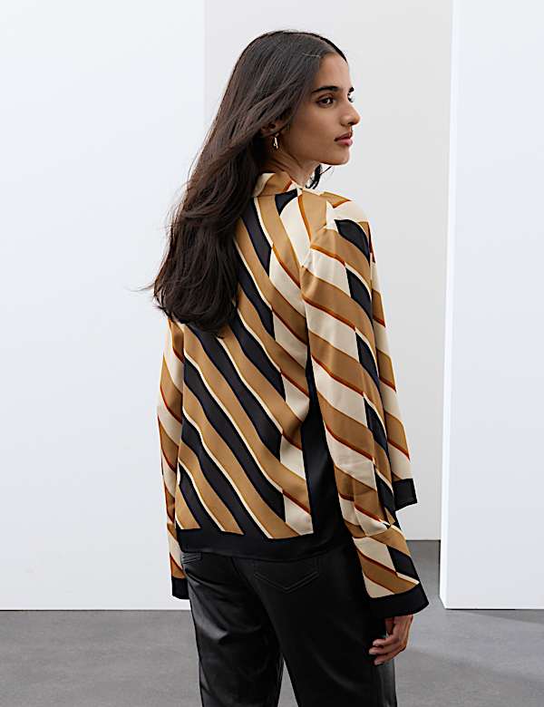 Striped Cowl Neck Blouse - US