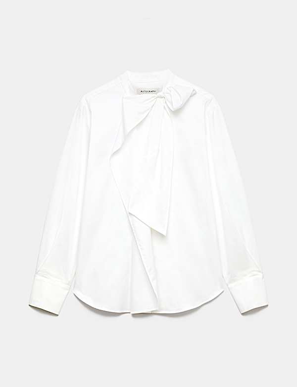 Pure Cotton Tie Neck Shirt - US