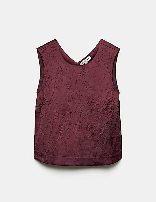 Satin Textured Crew Neck Top - BN