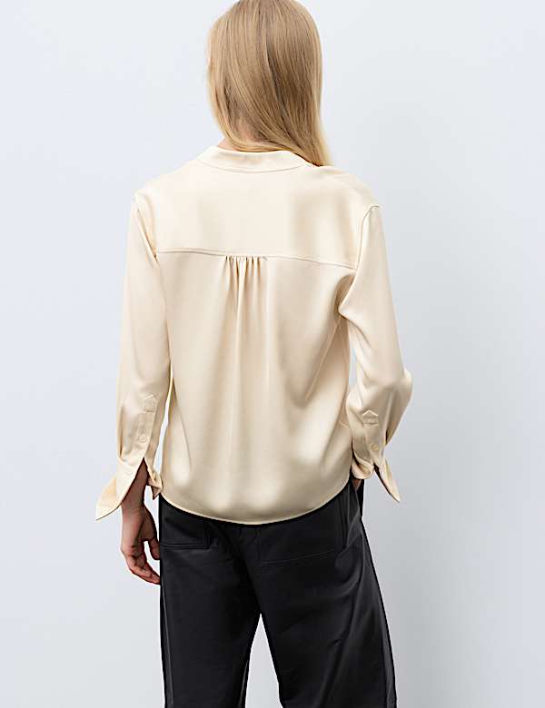 V Neck Cowl Insert Blouse - JO