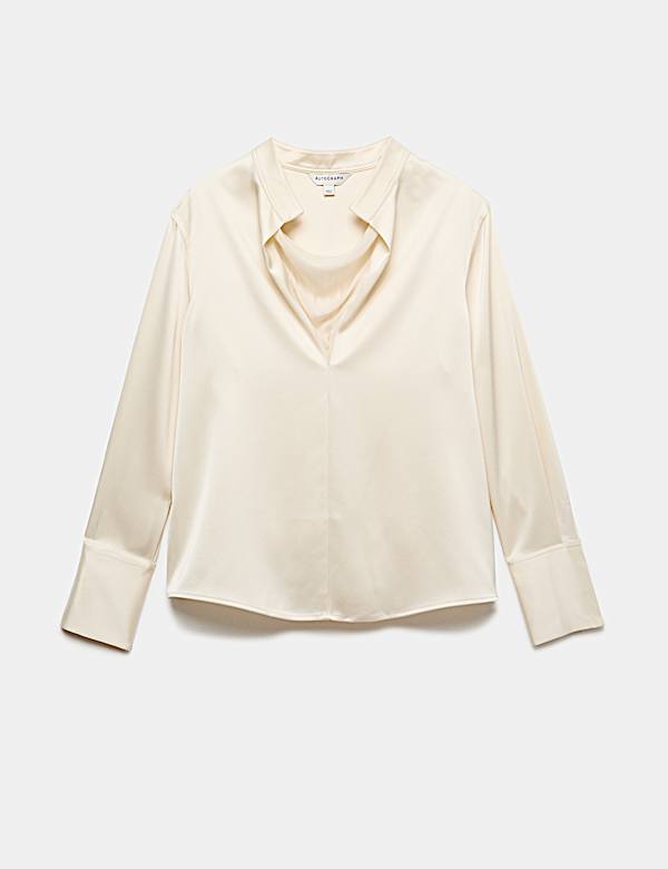 V Neck Cowl Insert Blouse - JO