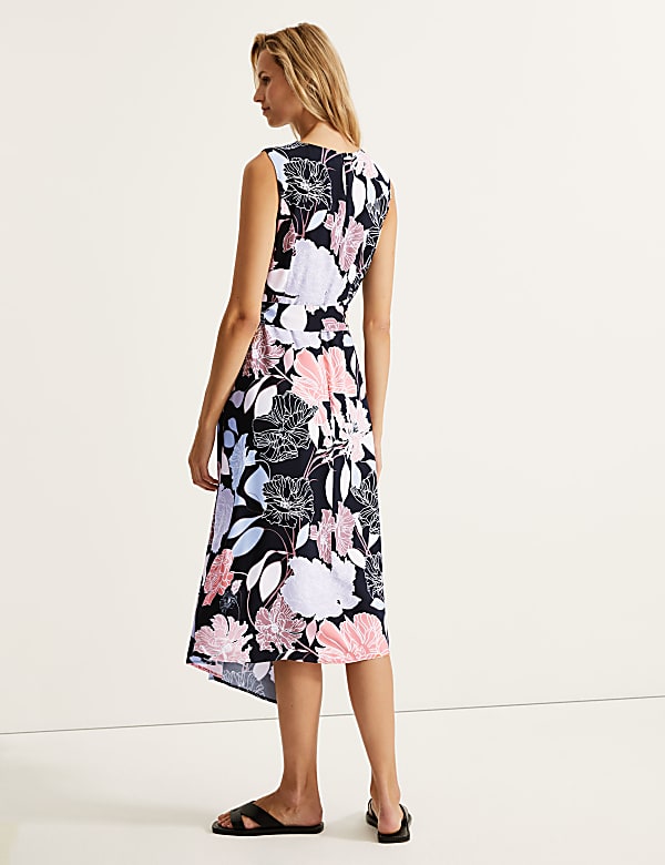 Floral Sleeveless Midi Shift Dress
