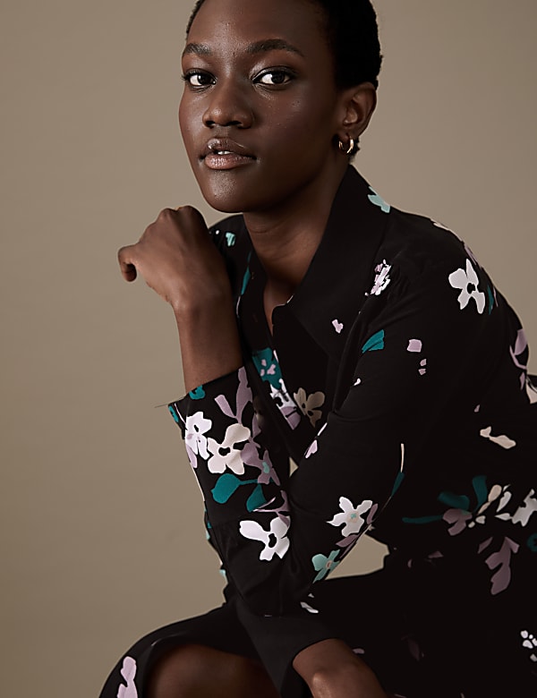 Cupro Rich Floral Midaxi Shirt Dress