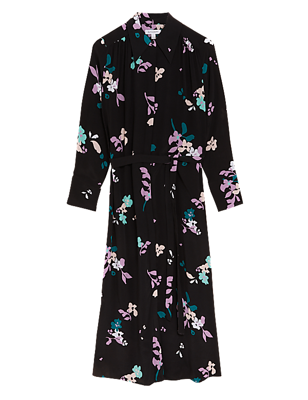 Cupro Rich Floral Midaxi Shirt Dress