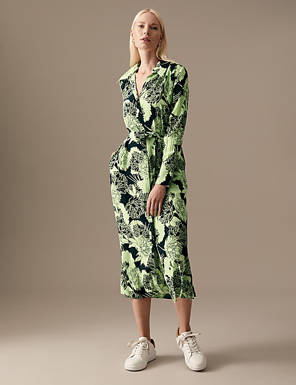 Cupro Rich Floral Midaxi Shirt Dress