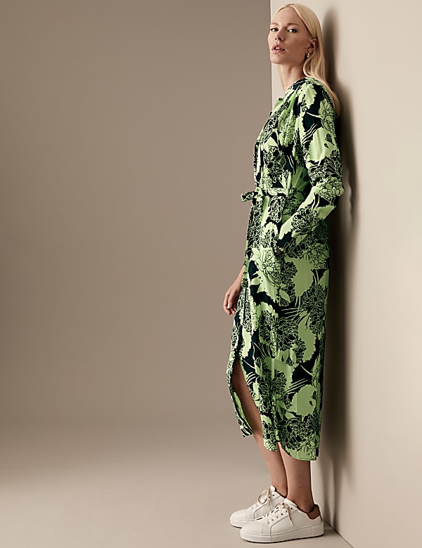 Cupro Rich Floral Midaxi Shirt Dress