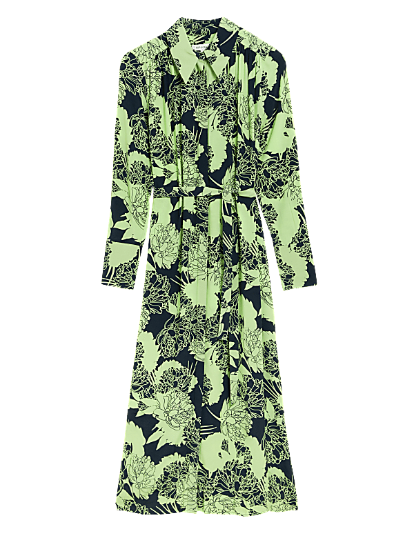 Cupro Rich Floral Midaxi Shirt Dress