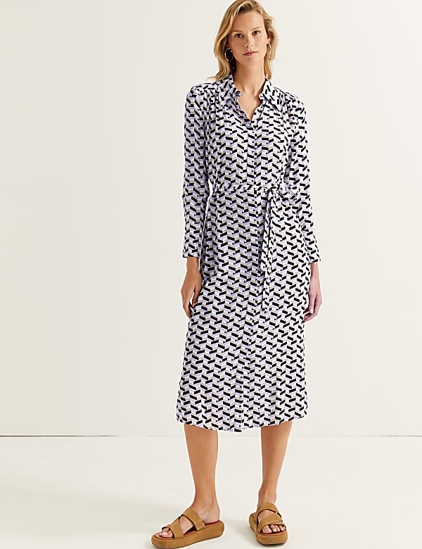 Cupro Rich Printed Midaxi Shirt Dress