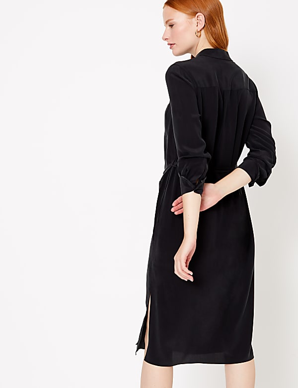 Pure Silk Midi Shirt Dress