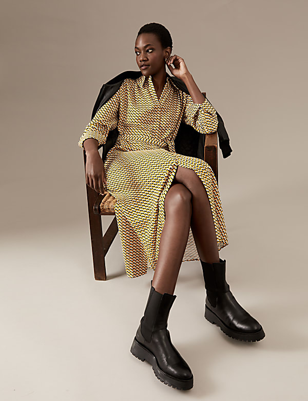 Printed Belted Midaxi Shirt Dress