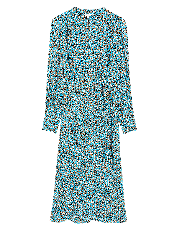 Animal Print Zip Neck Midaxi Shirt Dress