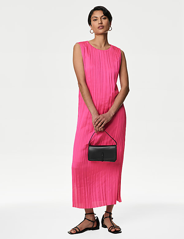 Plisse Midaxi Column Dress