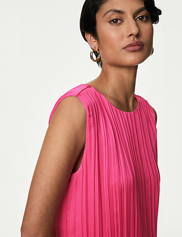 Plisse Midaxi Column Dress