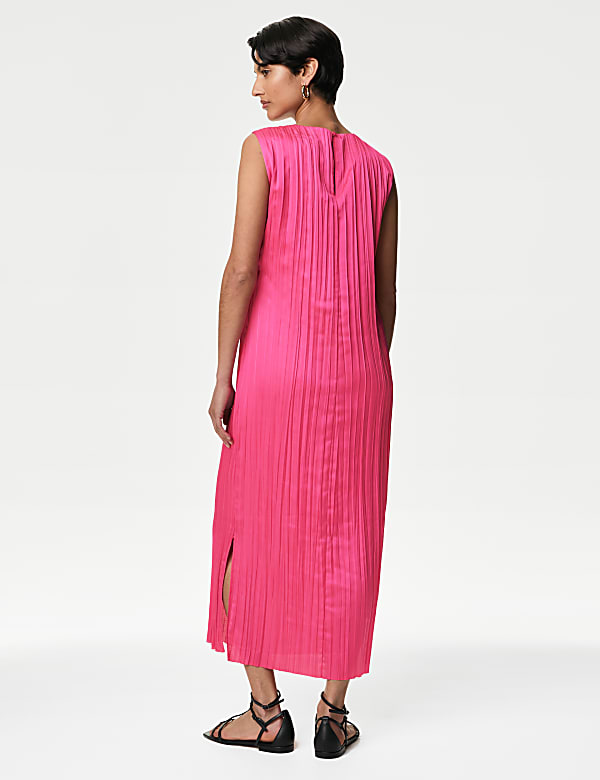 Plisse Midaxi Column Dress