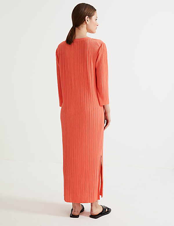 Jersey Plisse Midaxi Column Dress