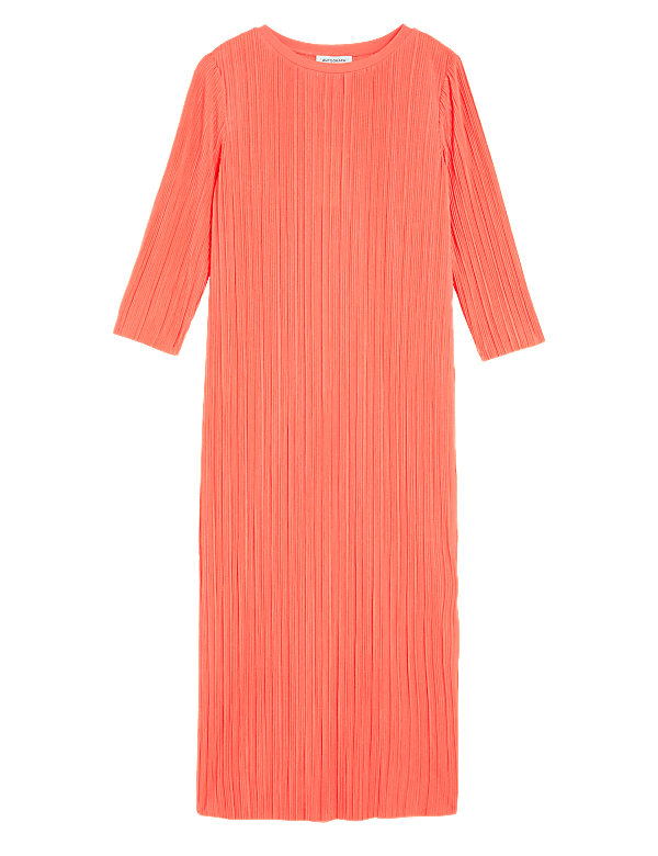 Jersey Plisse Midaxi Column Dress