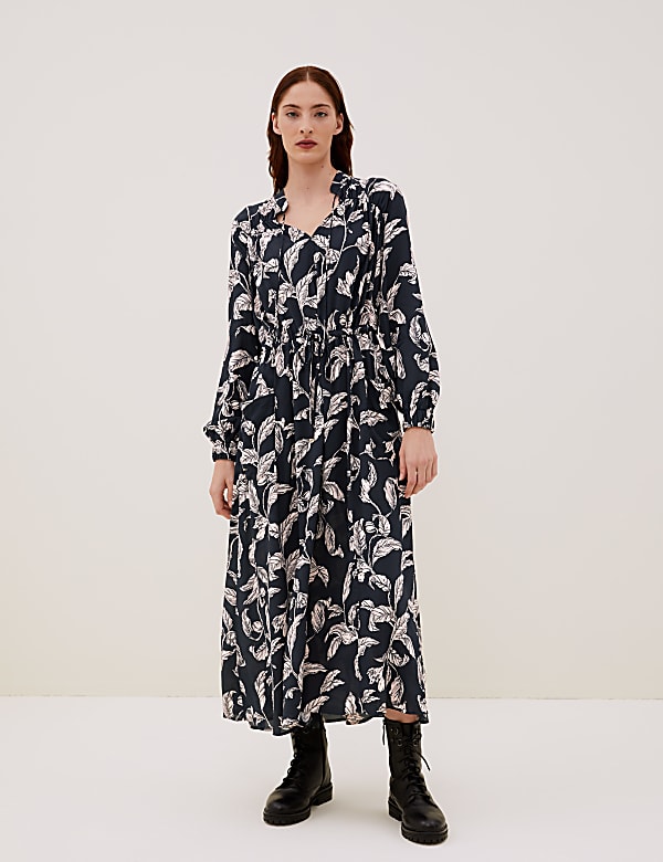 Floral Belted Maxi Waisted Dress