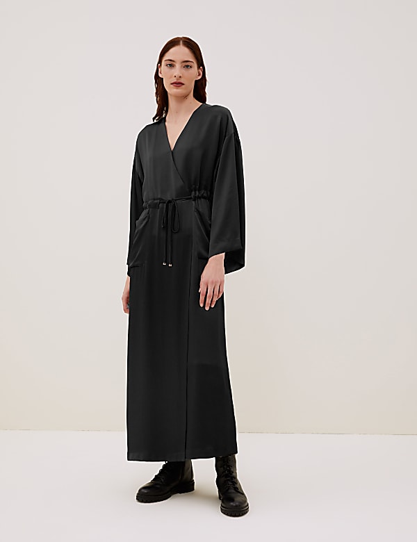 V-Neck Maxi Kimono Dress
